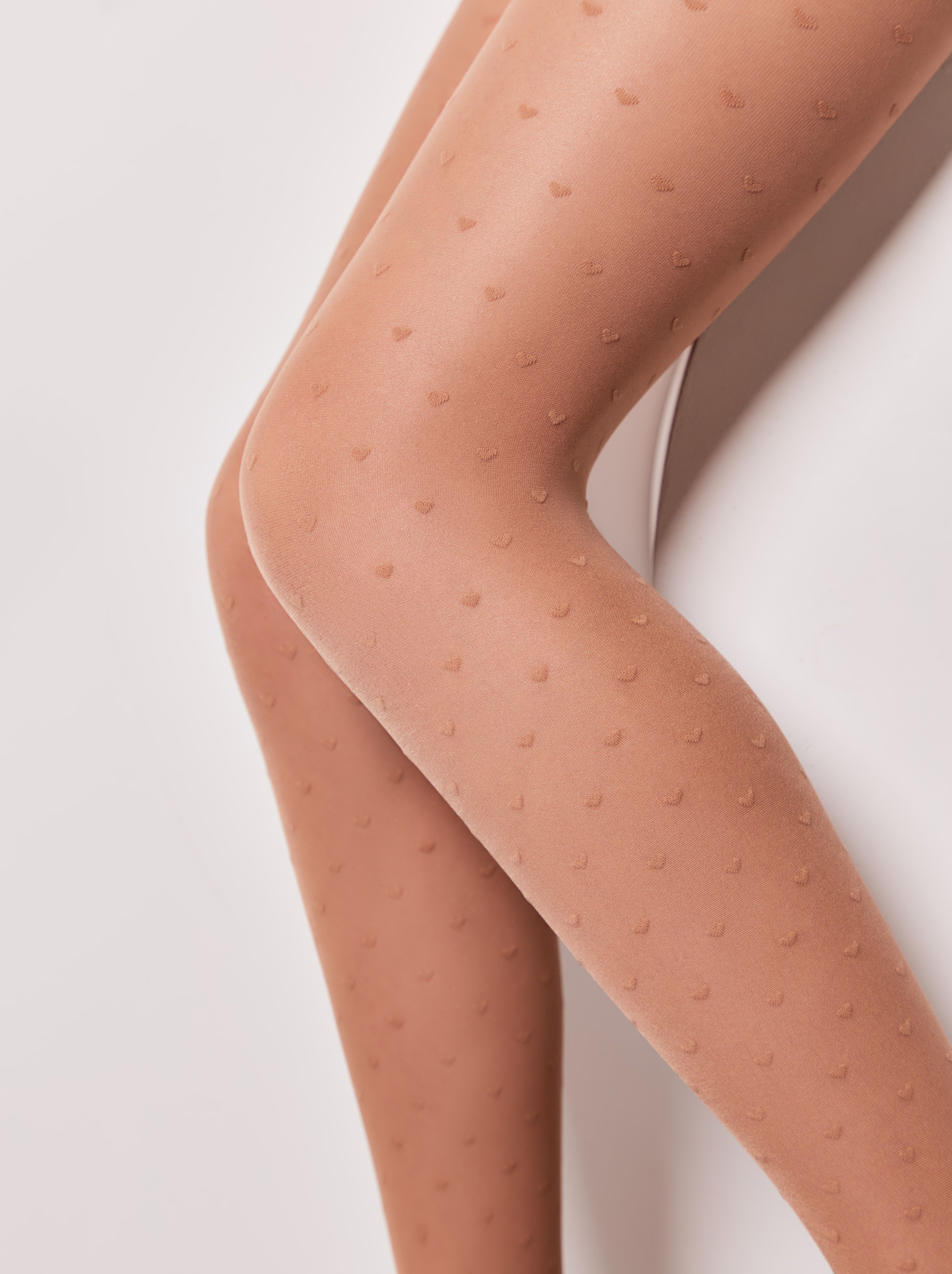 Collants Élégants Conte Anabel Pour Fille - Motifs Cœurs, Blanc, Taille 128-134