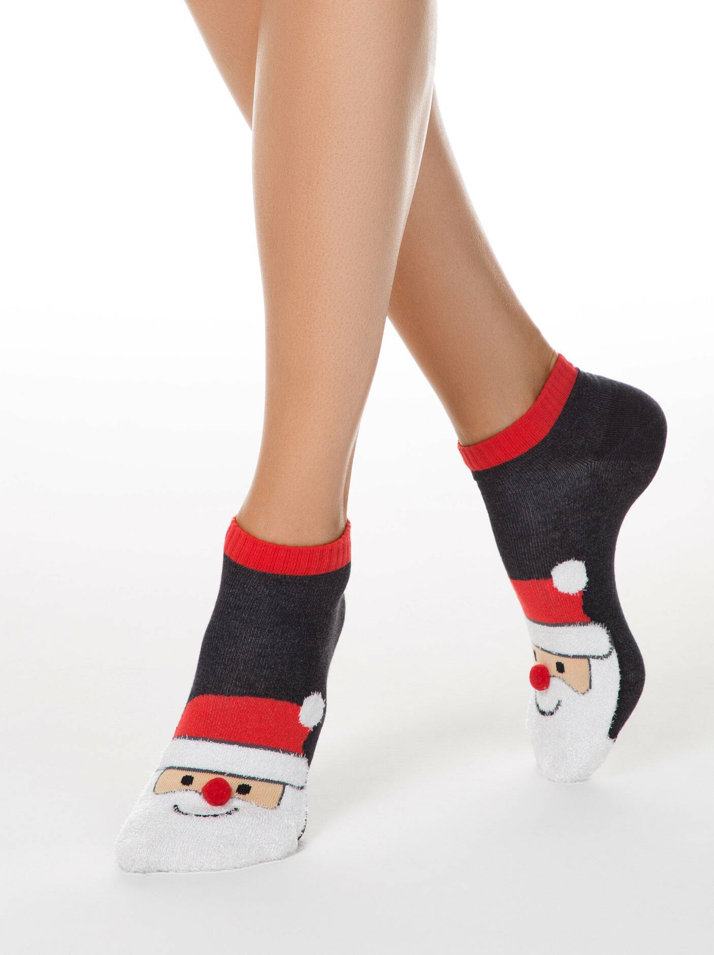 socks short christmas socks santa claus with a fluffy thread and a ...