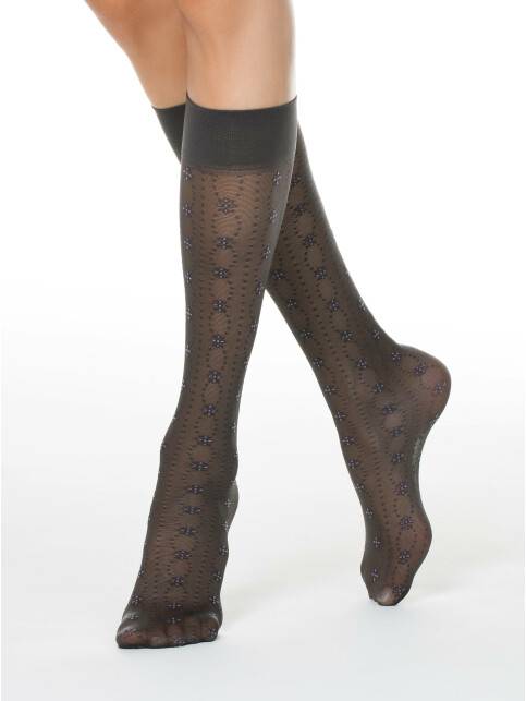Knee socks with a floral pattern FIORA - Official online store Conte