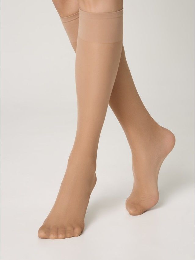 Women's knee high socks CONTE ELEGANT SOLO 40 (2 pairs) (box),s.23-25, natural - 1