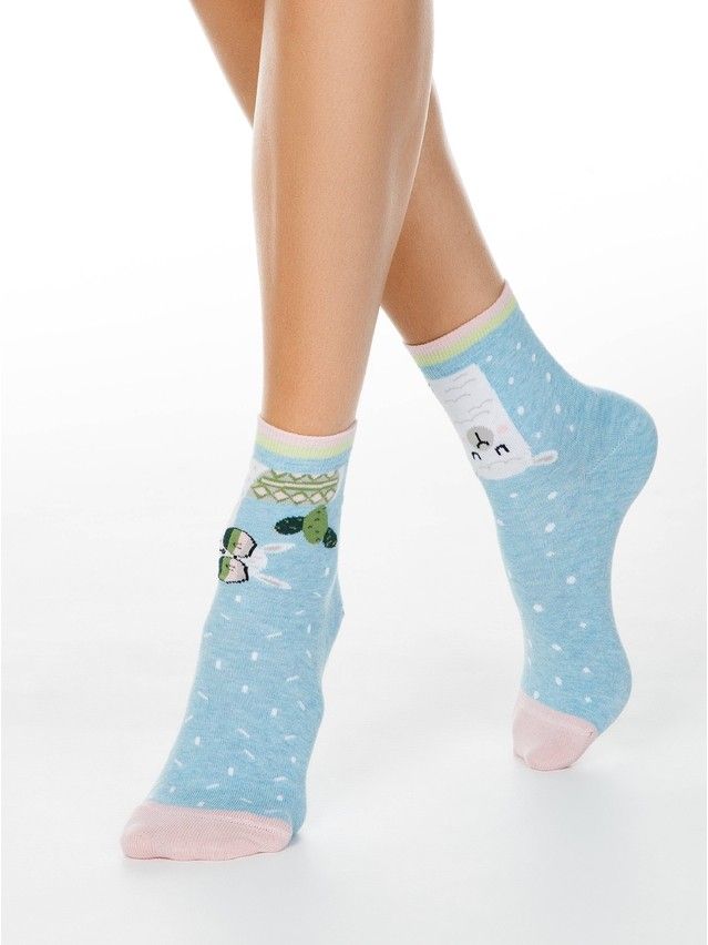 Women's cotton socks HAPPY 18С-227SP, rives. 36-39, 173 blue - 1