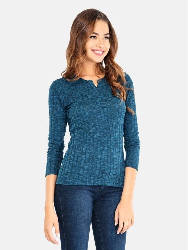 Women's polo neck shirt CONTE ELEGANT LD 676, s.158,164-100, greenness of the sea - 1