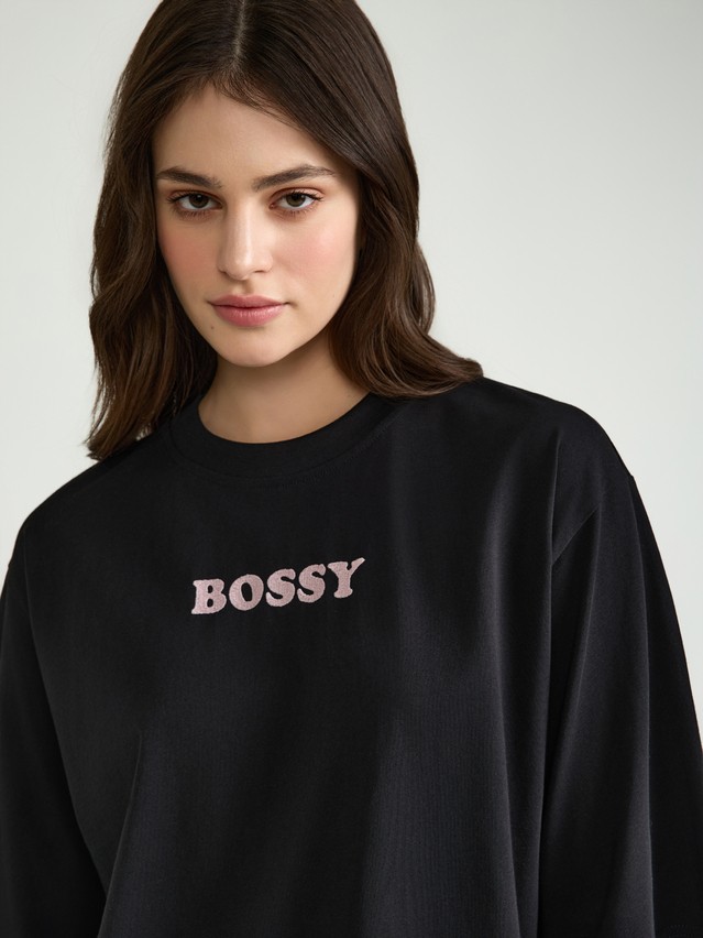 Women's polo neck shirt CONTE ELEGANT LD 3035, s.170-84, black-bossy - 1