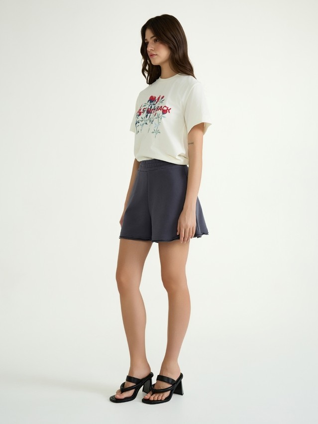 Women's polo neck shirt CONTE ELEGANT LD 3029, s.170-92, milk-flowers - 2