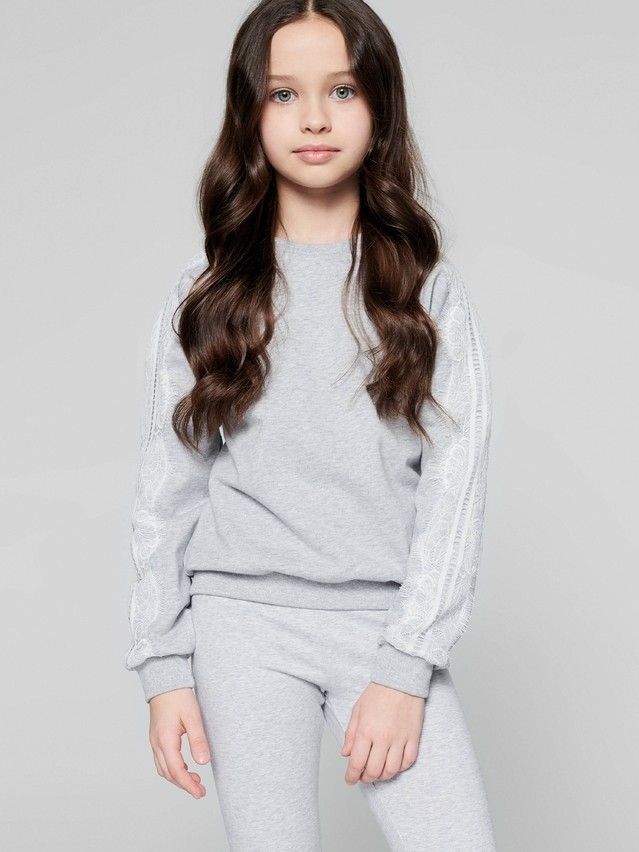 Sweatshirt for girls DD 1074, s.128,134-68, shiny grey - 1