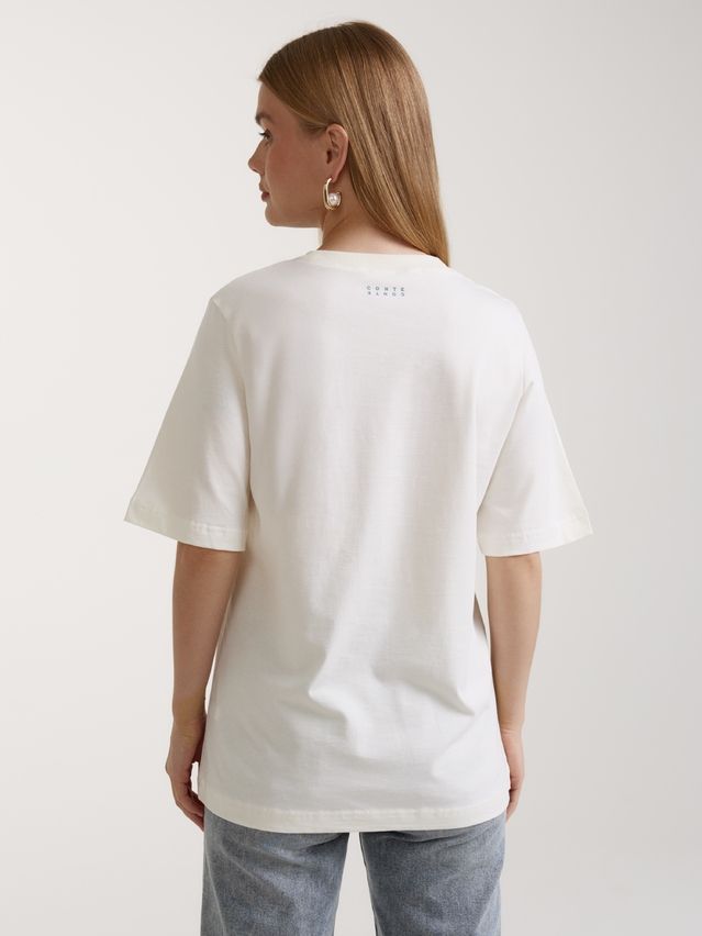 Women's polo neck shirt CONTE ELEGANT LD 3036, s.170-92, milk-fiori - 3