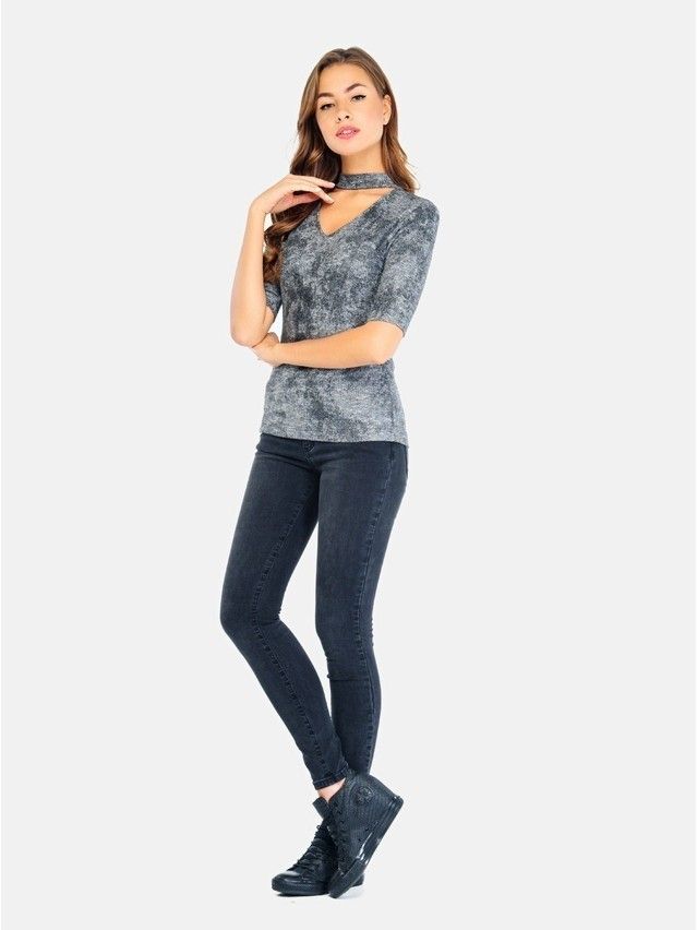 Women's polo neck shirt CONTE ELEGANT LD 680, s.170,176-84, grey - 1