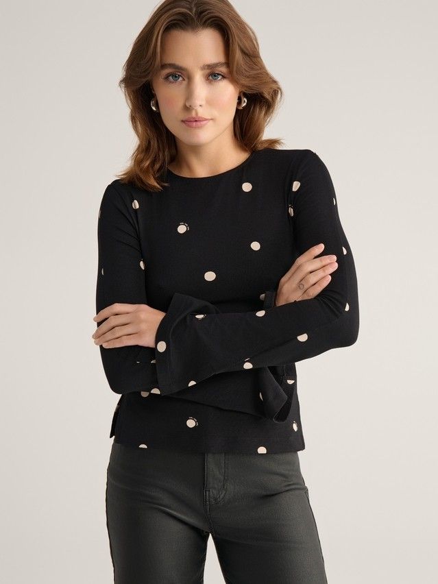 Women's polo neck shirt CONTE ELEGANT LD 3147, s.170-92, black-dots - 2