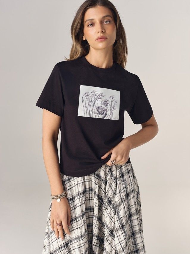 Women's polo neck shirt CONTE LD 3470, s.170-88, black-roses - 4