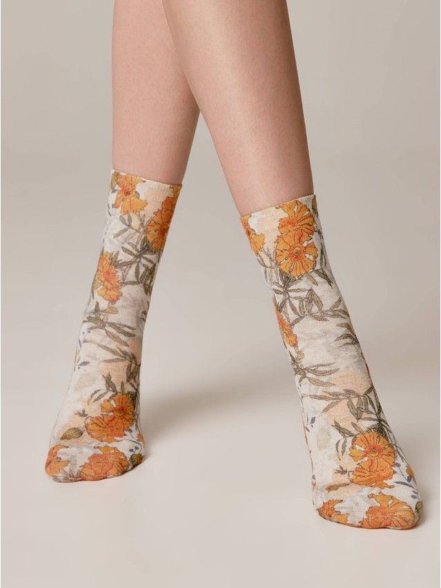 Women's socks CONTE ELEGANT FANTASY, s.23-25, 402 yellow - 2