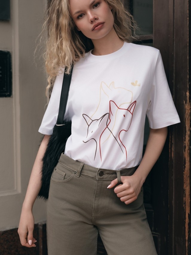 Women's polo neck shirt CONTE ELEGANT LD 3036, s.170-92, white-cats - 2