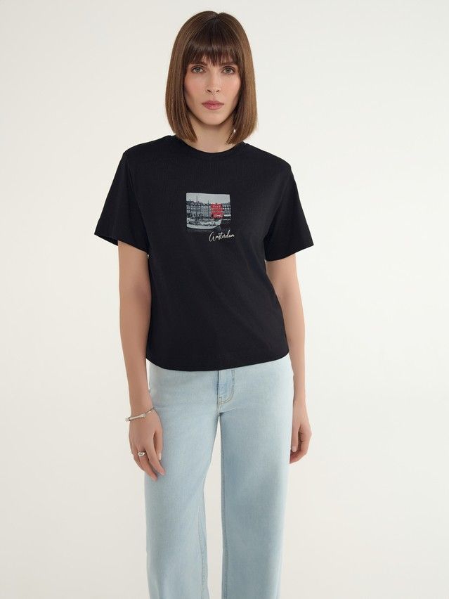 Women's polo neck shirt CONTE ELEGANT LD 3029, s.170-92, black-amsterdam - 3