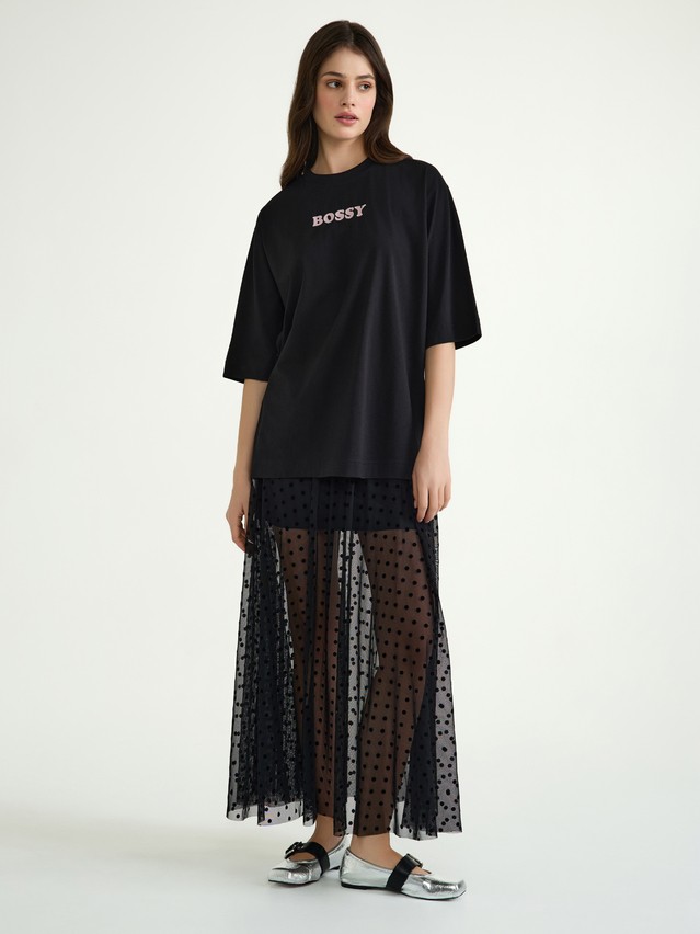Women's polo neck shirt CONTE ELEGANT LD 3035, s.170-84, black-bossy - 2