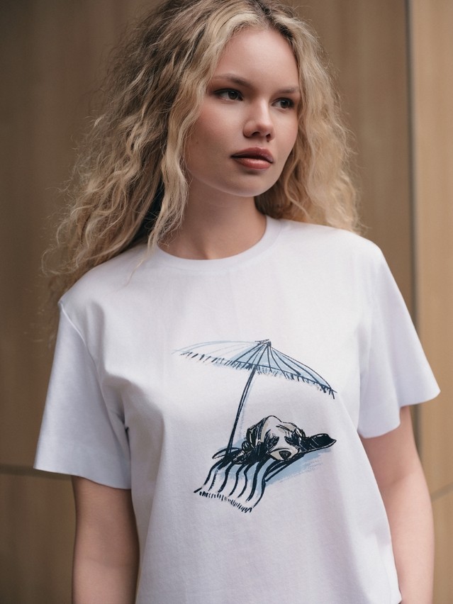 Women's polo neck shirt CONTE ELEGANT LD 3029, s.170-92, white-dog - 2