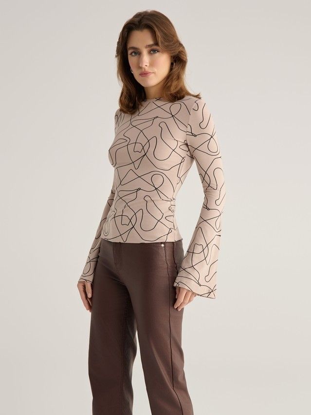 Women's polo neck shirt CONTE ELEGANT LD 3146, s.170-92, beige-lines - 2