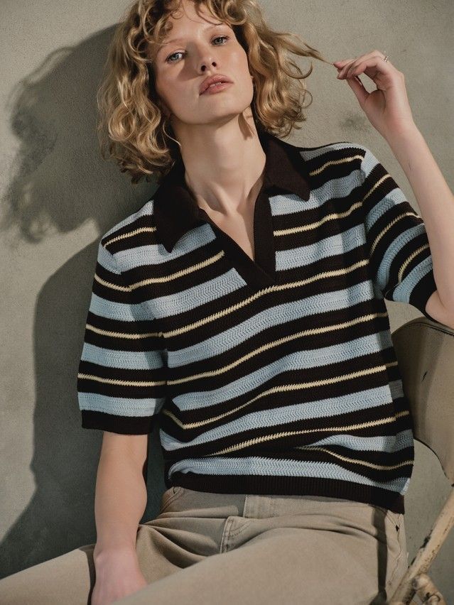 Women's pullover CONTE LDK25139, s.170-84, brown-blue-yellow - 4