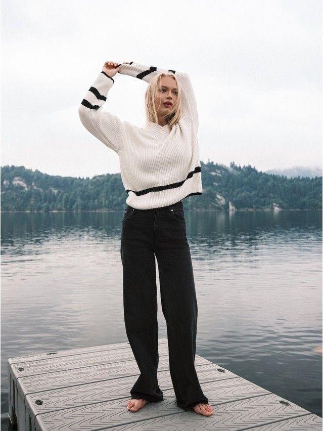 Women's pullover CONTE ELEGANT LDK2398, s.170-84, ecru-black - 1