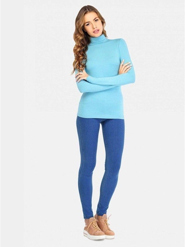 Women's polo neck shirt CONTE ELEGANT LD 600, s.158,164-100, turquoise - 1