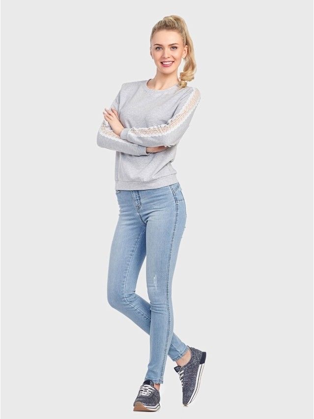 Women's polo neck shirt CONTE ELEGANT LD 706, s.158,164-100, grey melange - 1