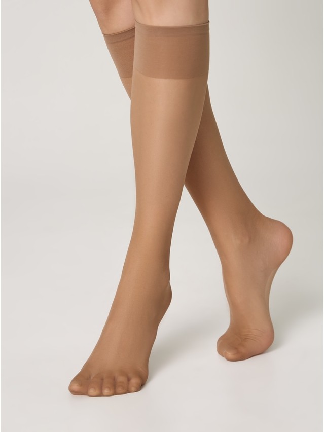 Women's knee high socks CONTE ELEGANT SOLO 20 (2 pairs) (box),s.23-25, bronz - 1