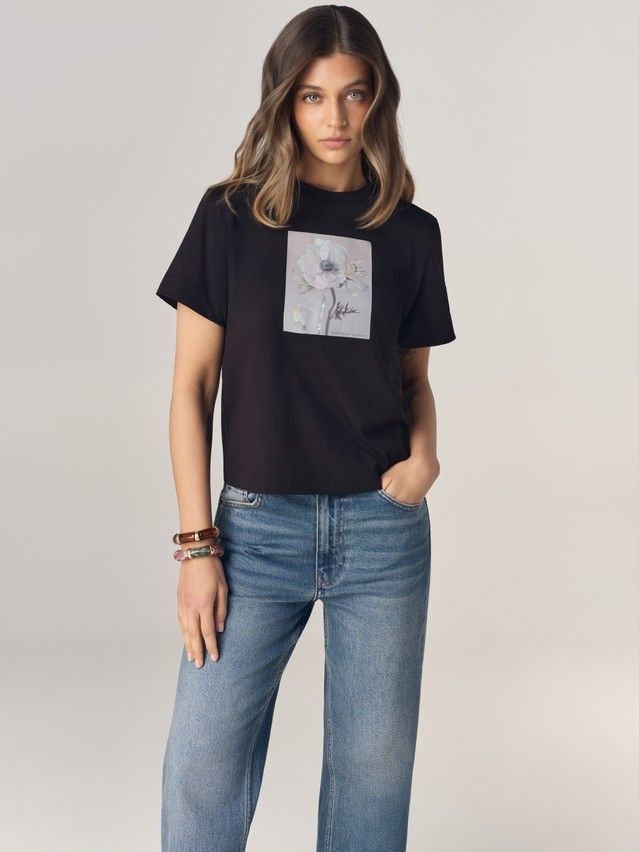 Women's polo neck shirt CONTE LD 3470, s.170-88, black-rosehip - 6