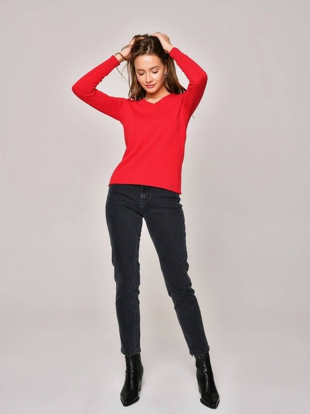 Women's polo neck shirt CONTE ELEGANT LDK101, s.170-84, ruby red - 1