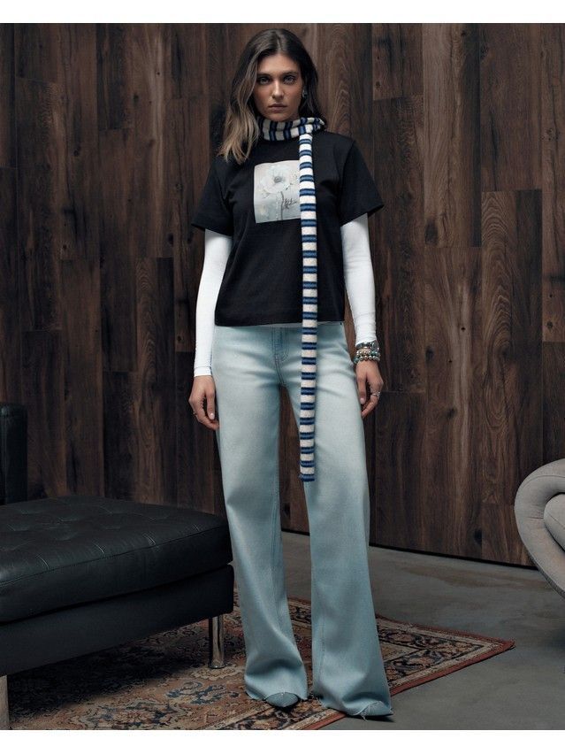 Women's polo neck shirt CONTE LD 3470, s.170-88, black-rosehip - 1