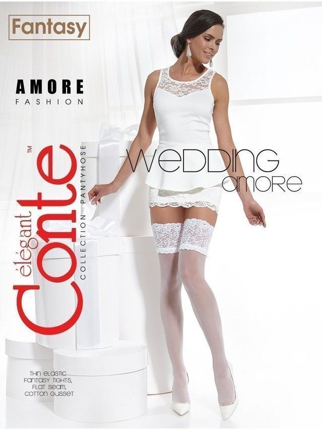 Women's stockings CONTE ELEGANT AMORE, s.23-25 (1/2),panna - 6