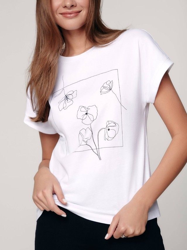 Women's polo neck shirt CONTE ELEGANT LD 1213, s.170-100, white - 2