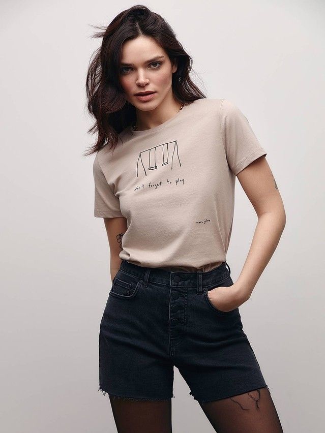 Women's polo neck shirt CONTE ELEGANT LD 1665, s.170-92, beige - 1