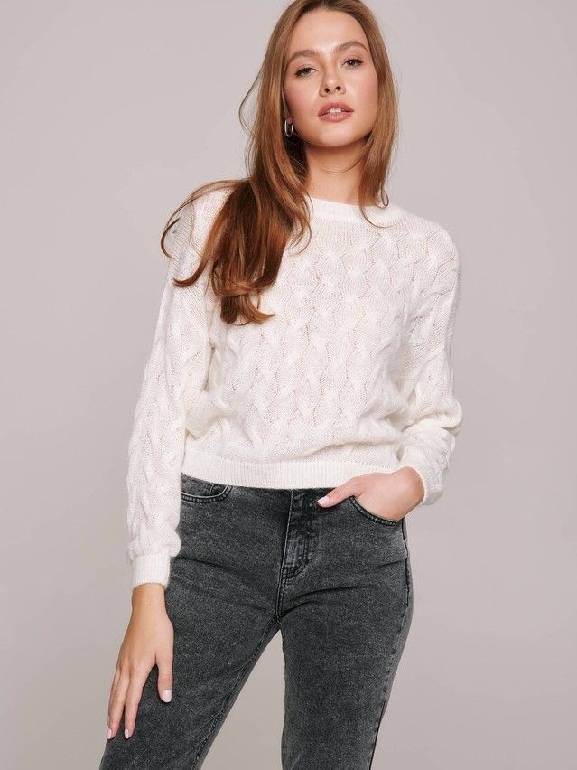 Women's polo neck shirt CONTE ELEGANT LDK124, s.170-84, off-white - 2