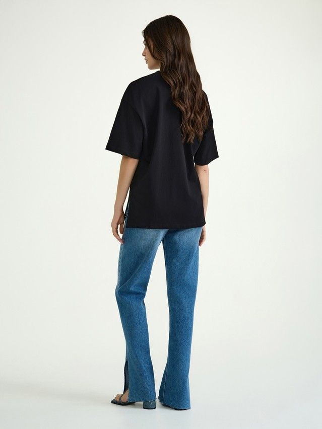 Women's polo neck shirt CONTE ELEGANT LD 3041, s.170-84, black-palms - 2
