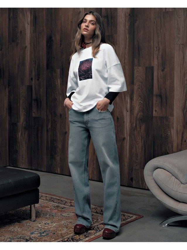 Women's polo neck shirt CONTE LD 3468, s.170-88, white-aster - 1