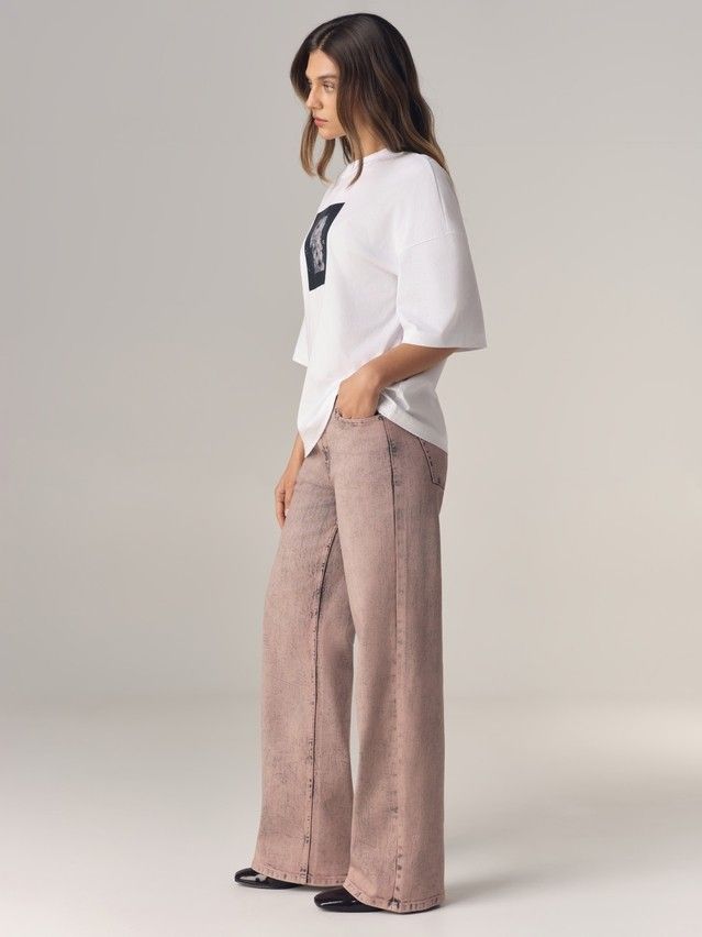 Women's polo neck shirt CONTE LD 3468, s.170-88, white-ice flowers - 5