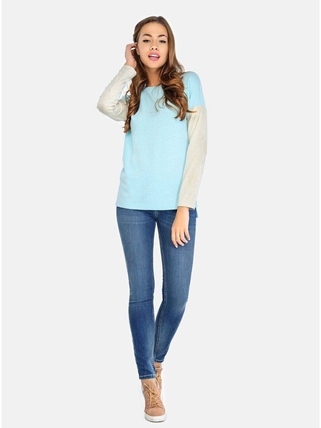 Women's polo neck shirt CONTE ELEGANT LD 674, s.158,164-84, azure-beige - 2