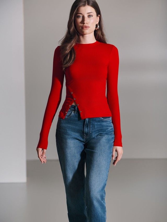 Women's polo neck shirt CONTE ELEGANT LD 2794, s.170-92, crimson red - 3