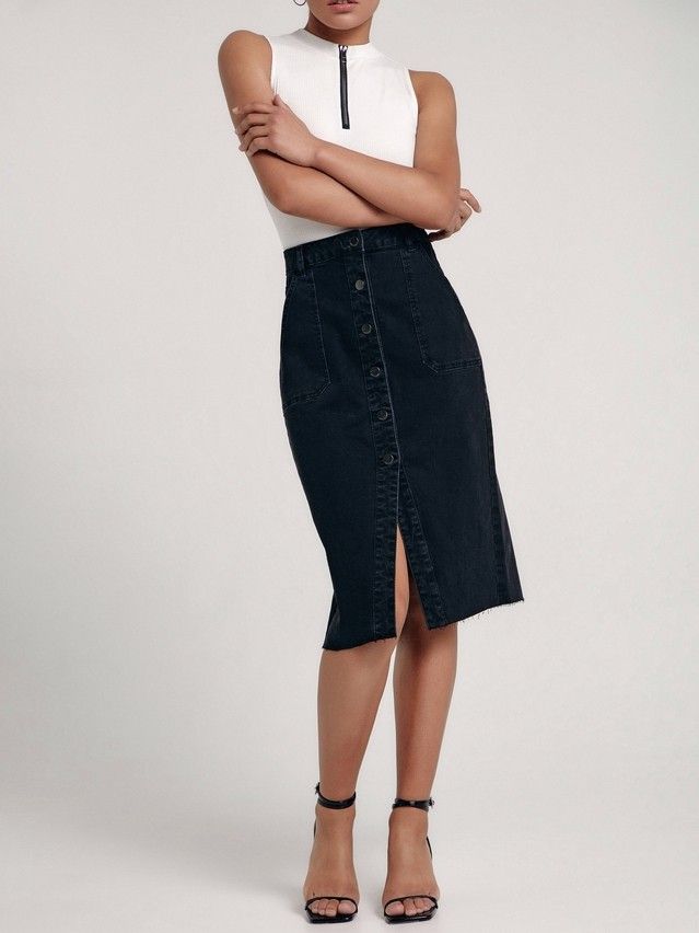 Denim skirt CONTE ELEGANT CON-439, s.170-90, washed black - 1