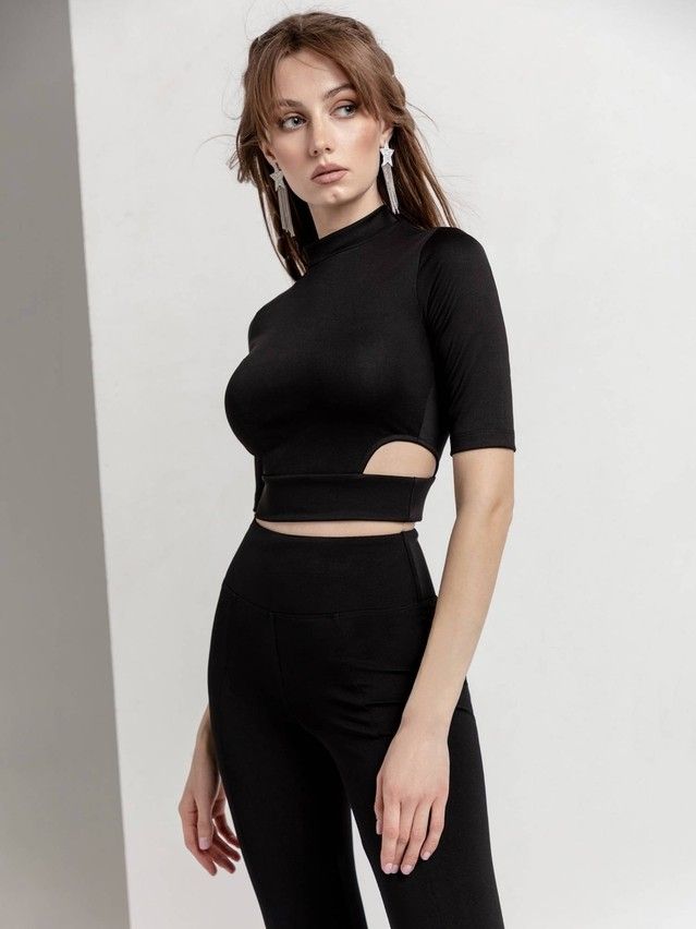 Women's polo neck shirt CONTE ELEGANT LD 1718, s.170-84, black - 2