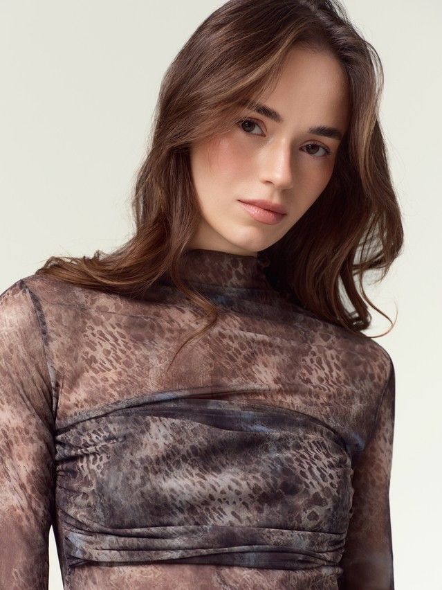 Women's polo neck shirt CONTE LD 3486, s.170-88, blue leopard - 4