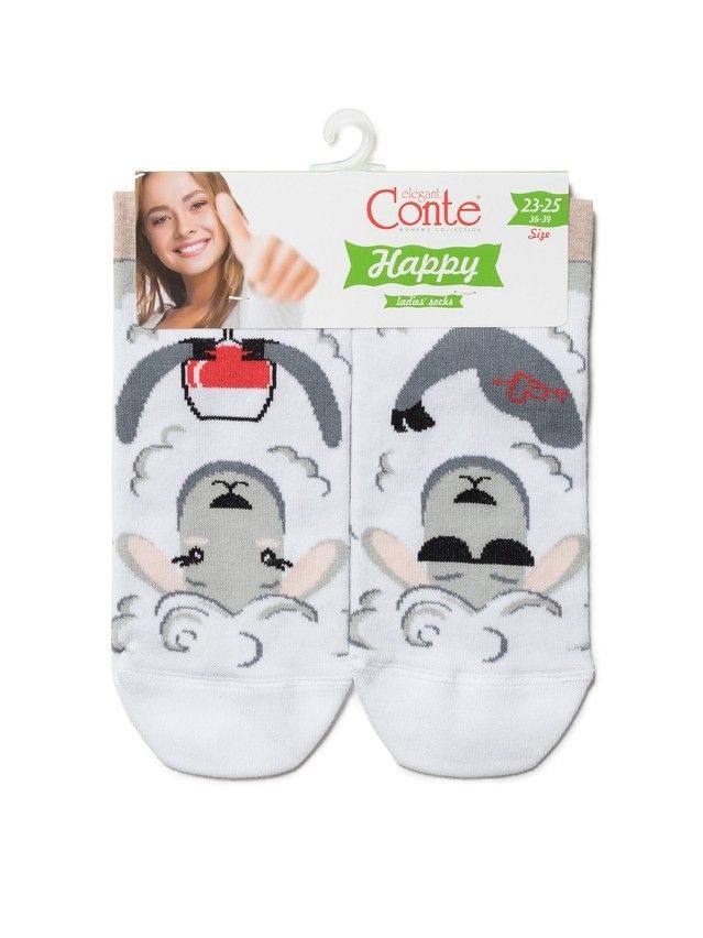 Women's cotton socks HAPPY 18С-227SP, rives. 36-39, 170 beige - 3