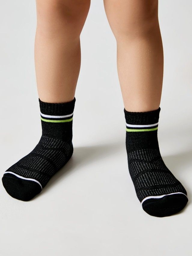 Children's socks ACTIVE (short) 13S-34SP, s.24-26, 508 black-light green - 1