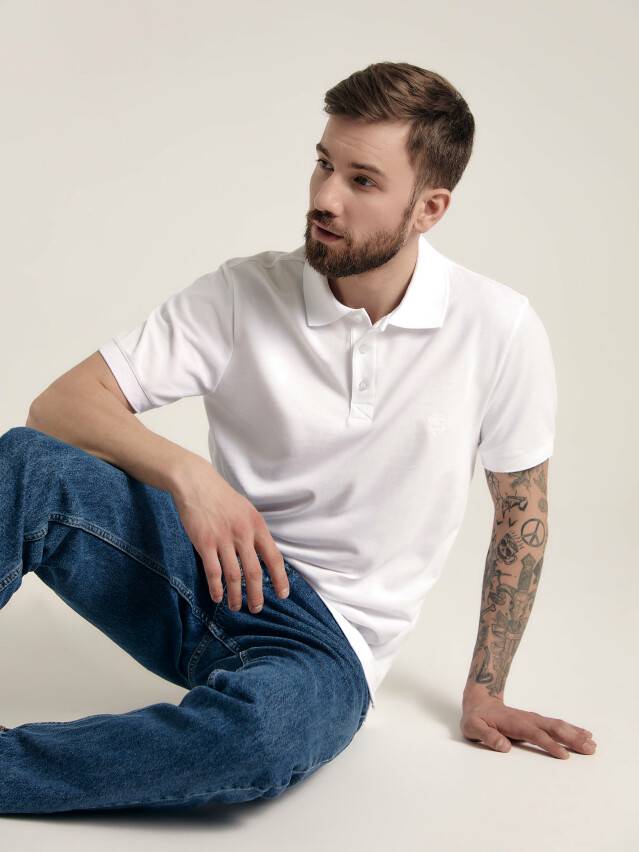 Men's polo neck shirt DiWaRi MD 415, s.170,176-108, white - 1