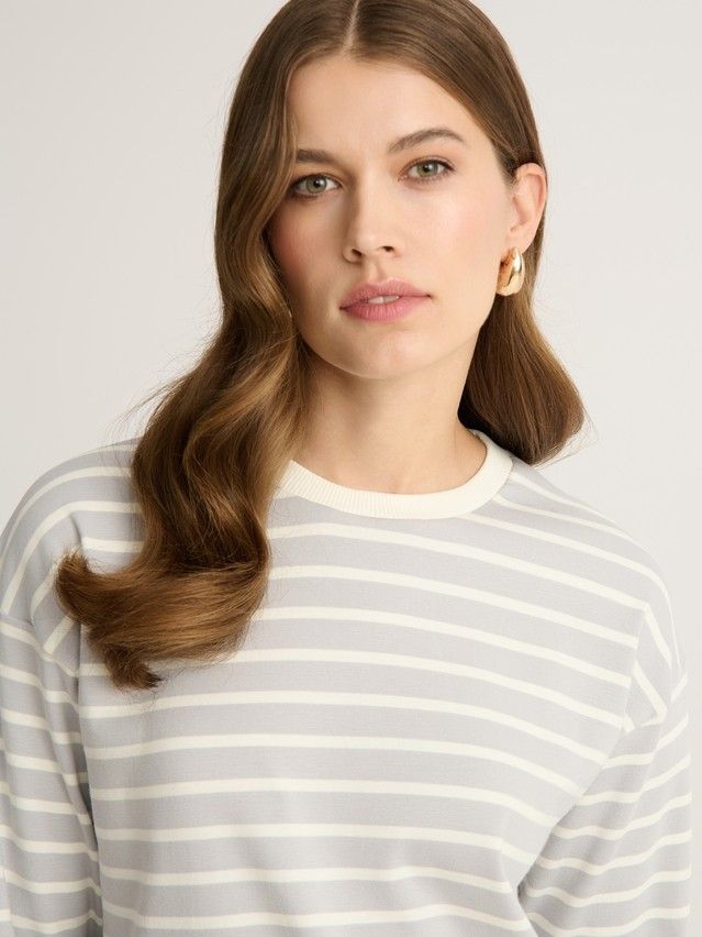 Women's polo neck shirt CONTE ELEGANT LD 2955, s.170-92, grey-white - 5