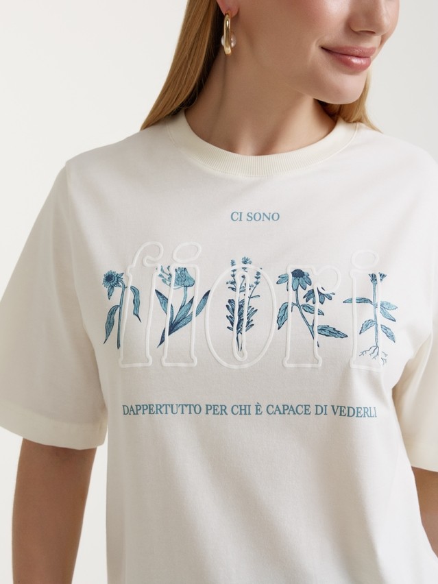 Women's polo neck shirt CONTE ELEGANT LD 3036, s.170-92, milk-fiori - 2