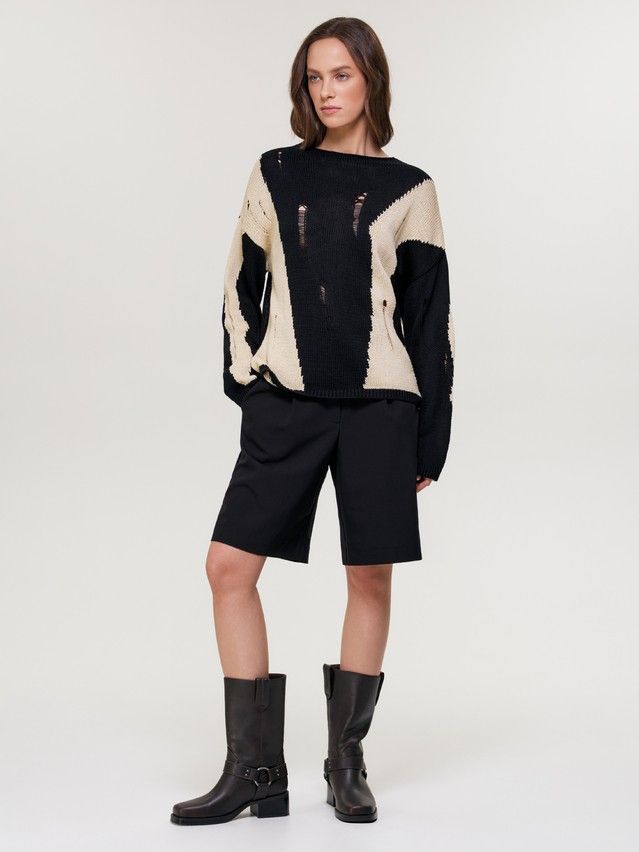 Women's pullover CONTE ELEGANT LDK2552, s.170-84, black-beige - 1