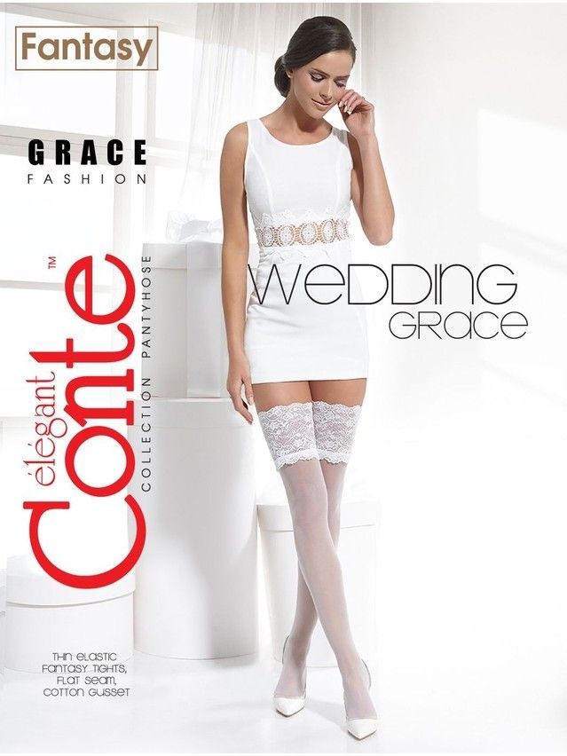 Women's stockings CONTE ELEGANT GRACE, s.23-25 (1/2),panna - 5