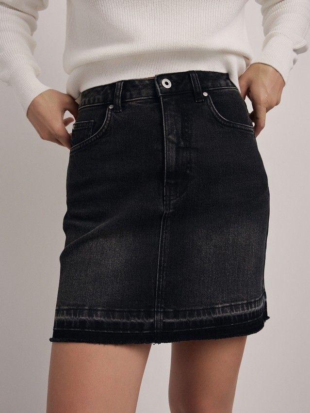 Denim skirt CONTE ELEGANT CON-687, s.170-94, washed black - 3