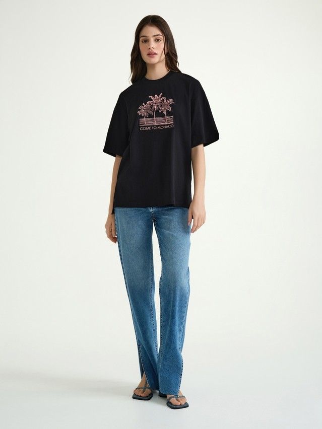 Women's polo neck shirt CONTE ELEGANT LD 3041, s.170-84, black-palms - 4