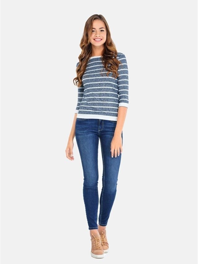 Women's polo neck shirt CONTE ELEGANT LD 664, s.170,176-84, dark blue-white - 2