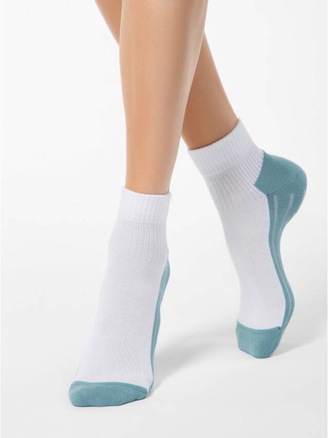 Women's socks CONTE ELEGANT ACTIVE, s.23, 026 white-grey-turquoise - 1